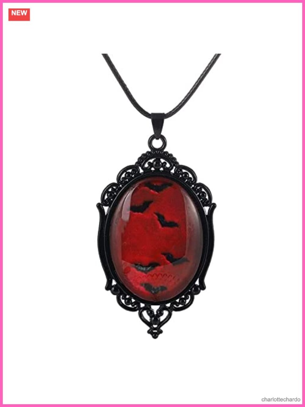 Gothic Vampire Bat Cameo Necklace Witch Pendant Choker